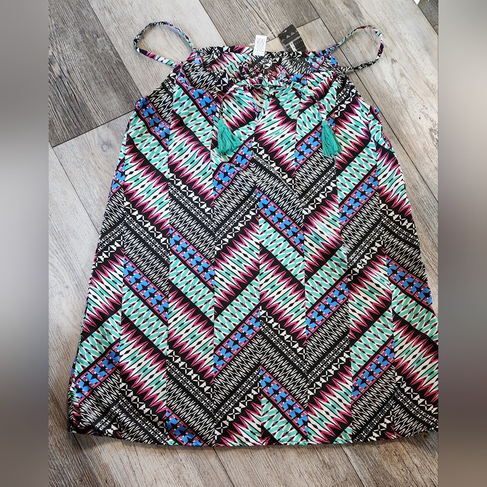 Trendy Vibes Boho Aztec Spaghetti Strap Mini Dress, Cover Up or Top